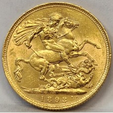 AUSTRALIA 1893 . ONE 1 SOVEREIGN . SYDNEY . GOLD